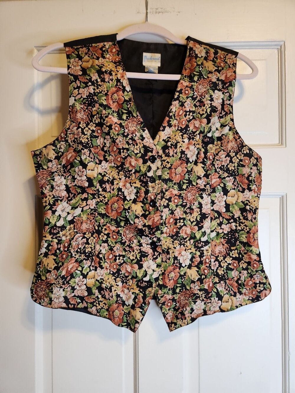 Vintage 90s Silk Floral Vest  Artsy  1990s VTG Whimsy Fairy Grunge forrest